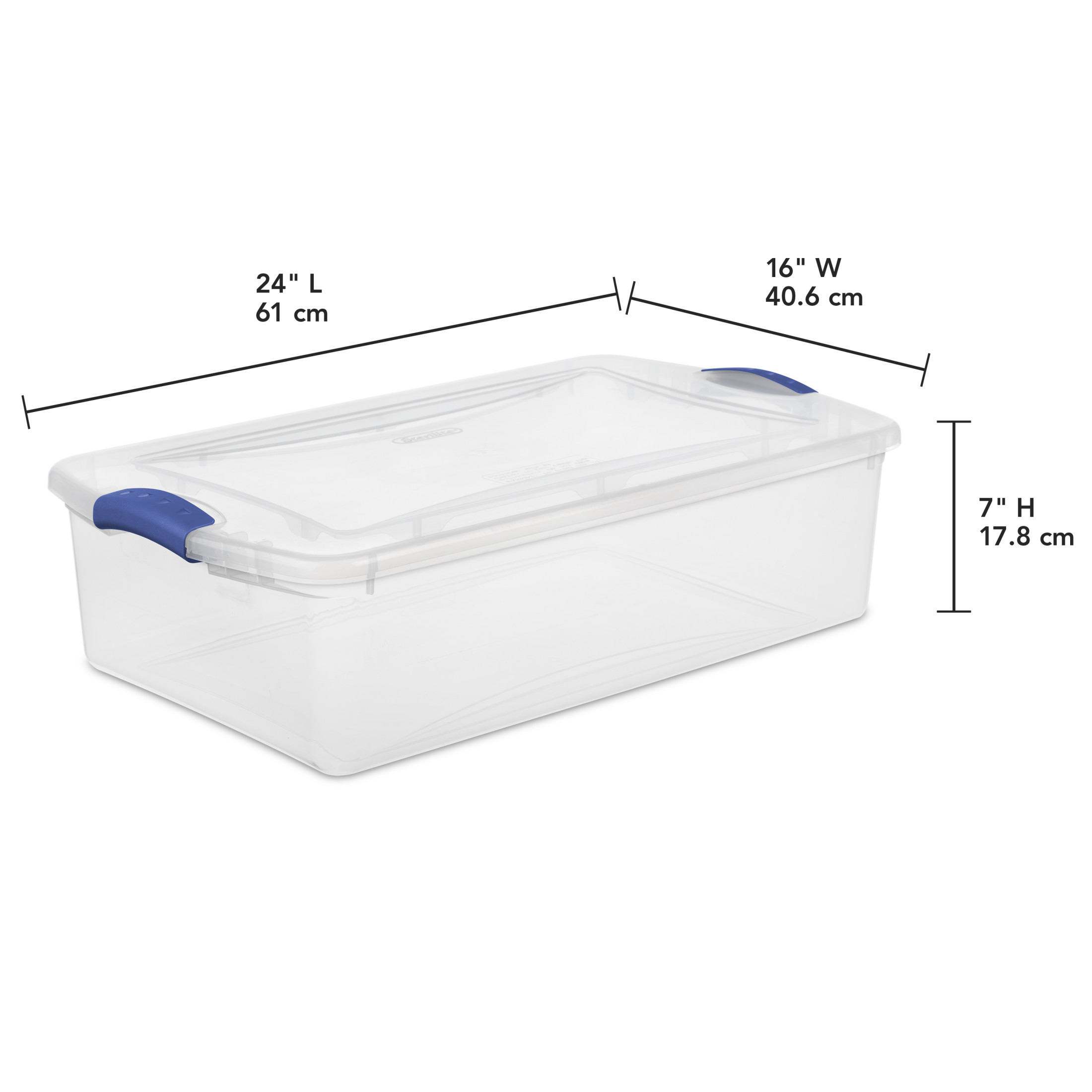 Sterilite 32 Quart Latching Storage Bin, Clear with Blue Latch (6-Pack) photo 2