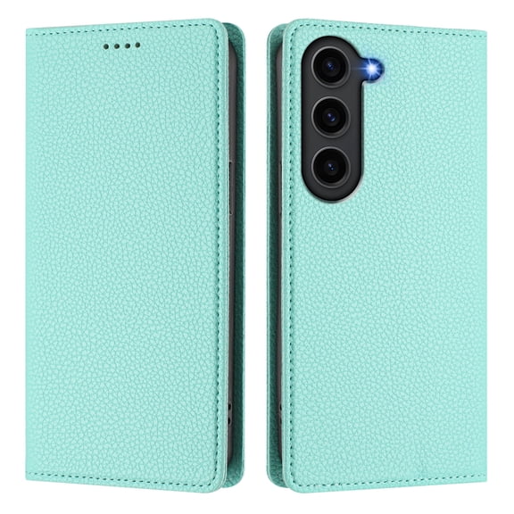 Magnetic Flip Wallet Case for Samsung Galaxy S23 FE 5G,Compatible Card Holder with RFID Protection Built-in Stand TPU   PU Leather Phone Cover, Mint green