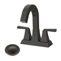 Cobbe Bathroom Sink Faucet 4-Inch Double Handle Centerset Bathroom Vanity Faucet with Pop Up Drain and 2 Supply Lines Included Oil Rubbed Bronze