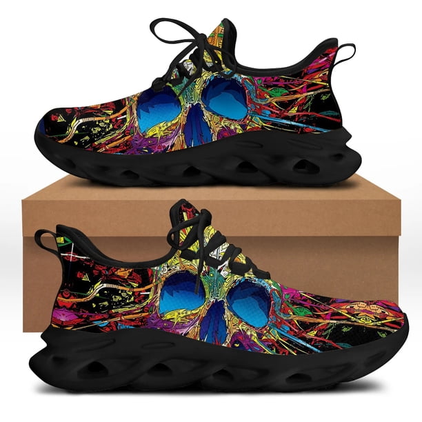 Zapatos planos de primavera para hombre, diseño de calavera punk, zapatillas informales para hombre, calzado con cordones para caminar de verano para niños