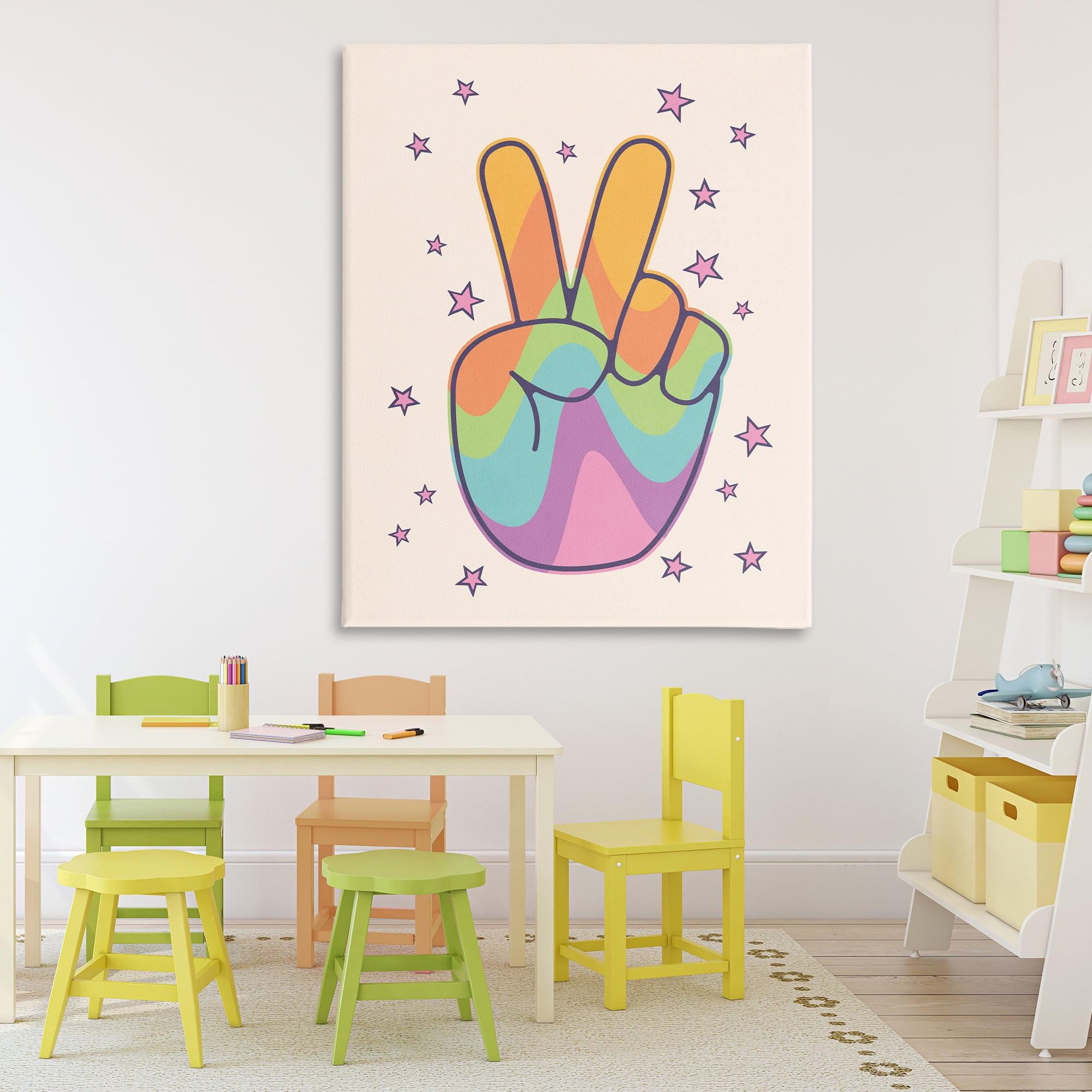 Stupell Industries Peace Sign Retro Rainbow Canvas Wall Art, design by LSR Design Studio