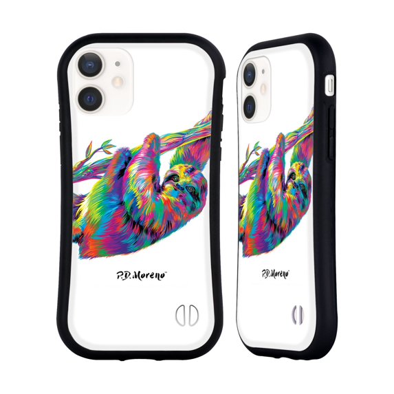 Head Case Designs Officially Licensed P.D. Moreno Animals Sloth Hybrid Case Compatible with Apple iPhone 12 Mini