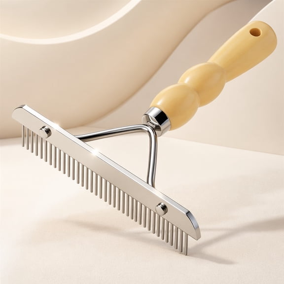 Tutuviw Horse Nail Rake Comb Horses Grooming Tool Comb Horse Mane Pet Mane Pulling Tool Horse Undercoat Brush Mane Comb Metal Supplies Wooden Handle Mane Brush Dog Deshedding Brush