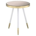 thumbnail image 3 of Mazon Round End Table, Smoky Mirror-Antique Brass & White, 3 of 7