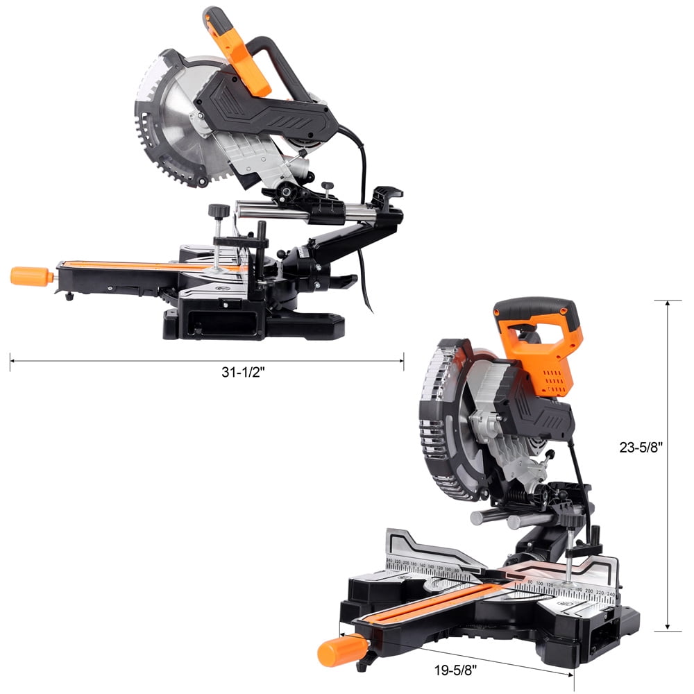 10inch Dual Bevel Double Speed Sliding Miter Saw, 48T Blade,0-45° Bevel,2-Speed 5000/3200 RPM,15Amp Miter Saw with Extension Table,3.5x13in Cutting Capacity