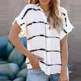 thumbnail image 5 of VEKDONE Stripe Short Sleeve T-shirt for Women Button V-Neck Shirts Summer Loose Fit Tops Lightweight Casual Tees Soft Comfy Blouse Camiseta de manga corta, 5 of 8