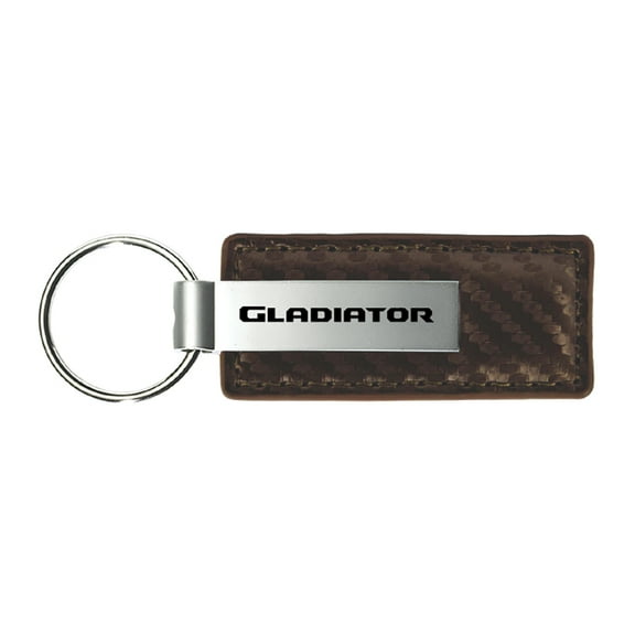 Jeep Gladiator Keychain & Keyring - Brown Carbon Fiber Texture Leather