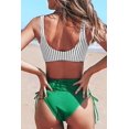 thumbnail image 4 of Femmes Froncé Dentelle Haut Taille Bikini Floral Cardigan Pompon Couvrir, 4 of 7