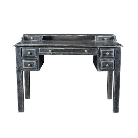 Martin 7-Drawer Desk in Traditional Gray Finish on Solid Wood