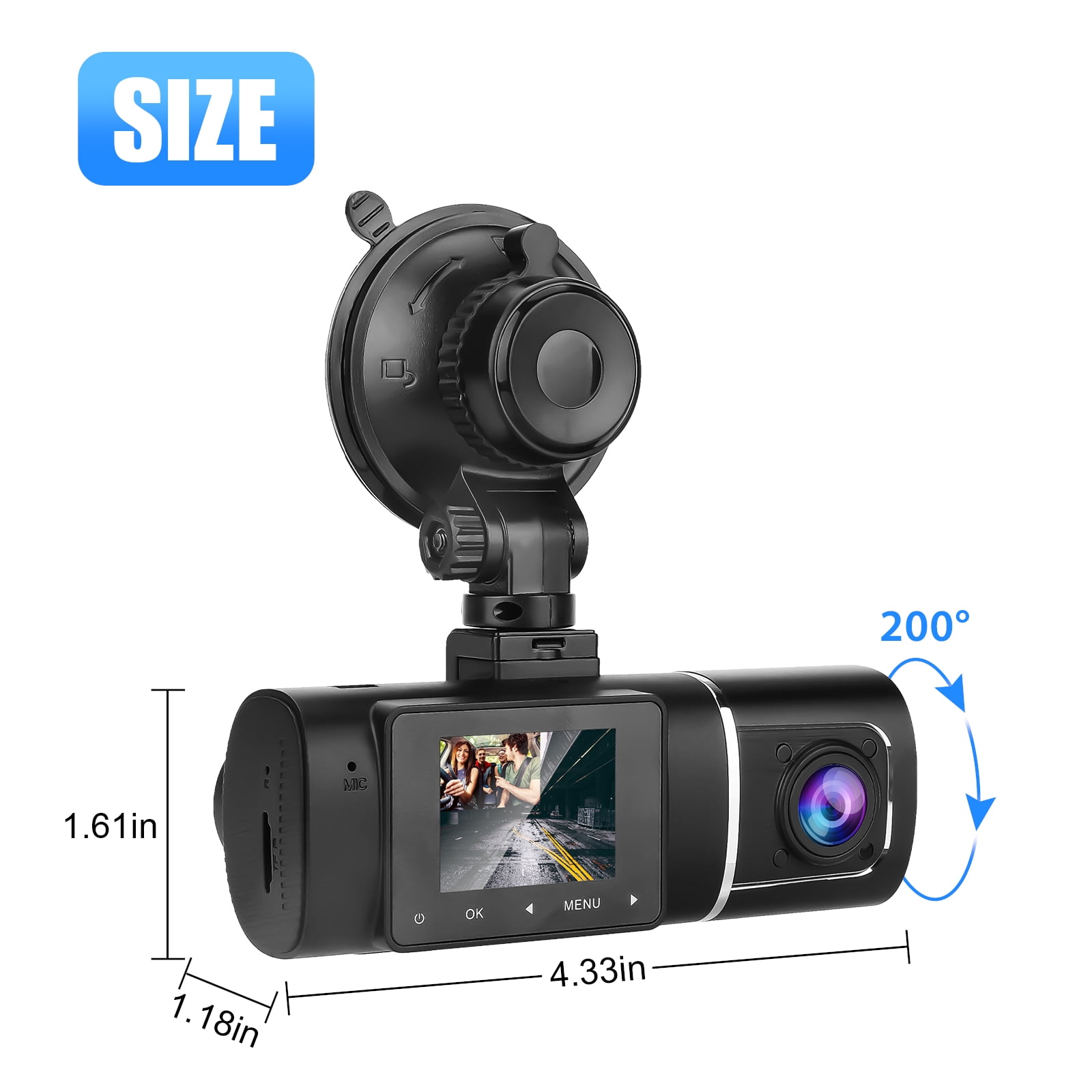 TSV Dual Dash Cam, FHD 1080P Front Interior Dual Dash Camera IR Night  Vision Dashcam, Driving Recorder for Car, Taxi with Loop Recording,  G-Sensor