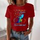 thumbnail image 3 of Camisetas de Manga Corta para las Mujeres Impresas Cuello Redondo Camiseta, Blusa Suelta de Poliéster Casual para el Trabajo, Diario Y Primavera Invierno, 3 of 4