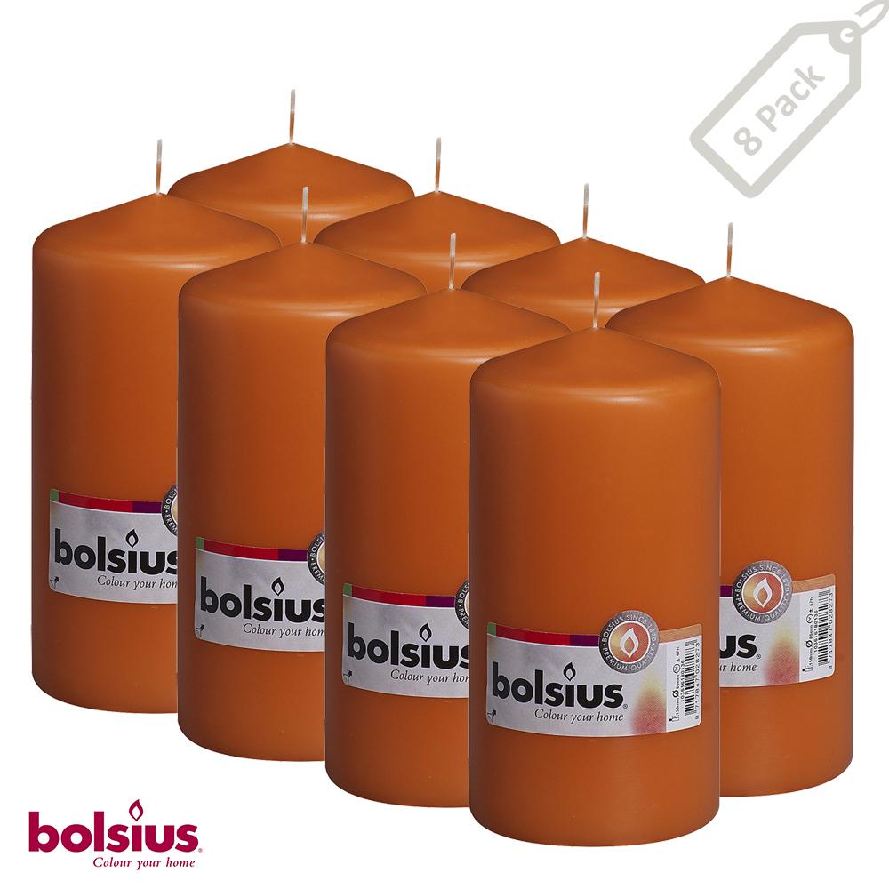 BOLSIUS Orange Pillar Candles for Halloween 3x6" Unscented Dripless Set