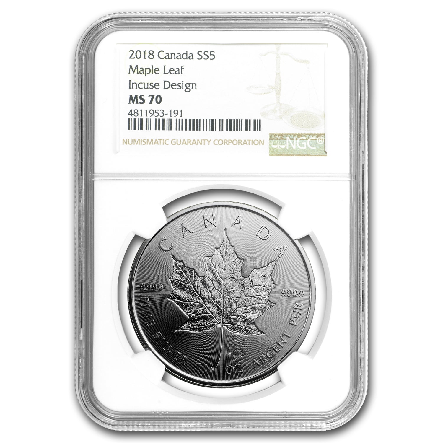 $5 Dollar 30th Anniversary Silver Maple Leaf Canada 1 oz Silver 2018 coloured 