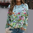 thumbnail image 1 of Pntutb Mujeres Moda Casual Flor Estampado Cuello Redondo Manga Larga Camiseta top Blusa Pullover Pntutb Pntutb-1643, 1 of 5