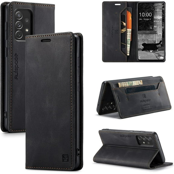 Wallet Case for Samsung Galaxy A73 5G,Magnetic Protect PU Leather Flip Case with Card Holders RFID Blocking Kickstand Shockproof Protection Cover for Samsung Galaxy A73 5G (Black)