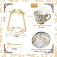 thumbnail image 2 of ANJORALA 14 Pcs Tea Sets for Adult,Ceramic Coffee Cups with Metal Holder,Spoon,Saucer(Gold Linear), 2 of 8