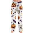 thumbnail image 2 of Soft Pajamas for Women Halloween Ghost Pumpkin Print Loose Drawstring Pj Pants Sleepwear, 2 of 5