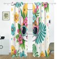 thumbnail image 2 of Happy Cats Faces Flowers Sunglasses Black Out Curtains 84 Inch Length Curtains for Sliding Glass Doors Bedroom Living Room 2 Pack, 2 of 6