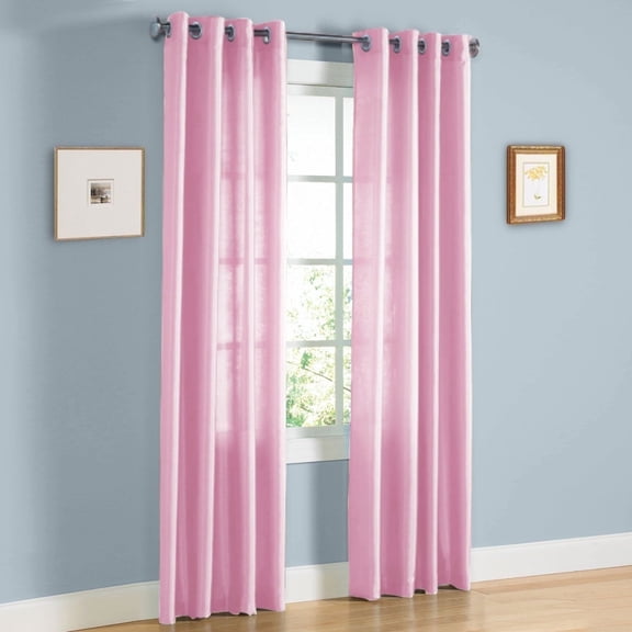 1 Panel faux silk curtain drapes with grommet 55" width by 108" Long curtain panels for any bedroom or patio door-non blackout semisheer panels Mira solid Color pink