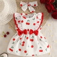 thumbnail image 2 of mgoYE Baby Girl Dress Summer Girl Clothes Infant Outfits Newborn Ruffle Sleeveless Sundress Cute Dresses for Girls with headband(Red,3-6 Months), 2 of 3