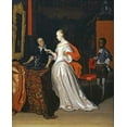 thumbnail image 2 of Van Der Neer, Eglon Hendrick 12x14 Black Ornate Wood Framed with Double Matting Museum Art Print Titled - A Lady Holding a Letter, 2 of 4