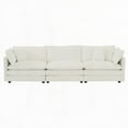 thumbnail image 6 of Modern 3-Piece Sofa Set (1+1+3 Seats) in White with Round Arms, Sturdy Solid Wood Frame, 6 of 10