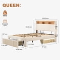 thumbnail image 4 of UHOMEPRO Queen Size Bed Frame with Storage Headboard, Upholstered Queen Bed Frame with Drawers, LED Lights, Charging Station, White Corduroy Platform Bed Frame, No Box Spring Needed, 4 of 7