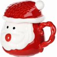 thumbnail image 4 of Christmas Ceramic Mug with Lid Santa Claus Coffee Mug Cartoon Xmas Tea Cup Christmas Gift Holiday Party Supplies 370 ML, 4 of 14