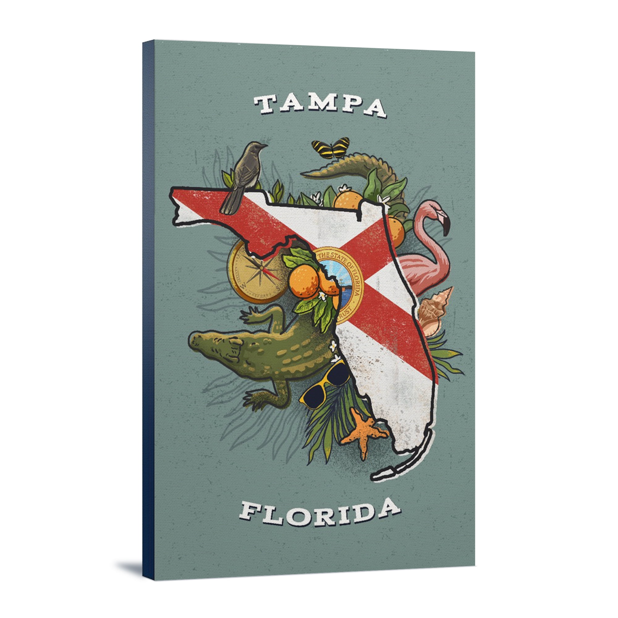 Tampa, Florida, State Treasure Trove, State Series, (12x18 Wrapped