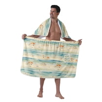 Colevkie Men's Wearable Bath Skirt & Towel 2 Pieces Bath Wrap Set Soft Absorbent Beach Towel Bath Towel Polyester with Pocket Portable Home Sauna Hotel Printed Beach Pattern
