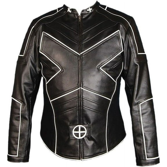Mens X-Men Style Leather Jacket Regular Fit Biker Motorcycle Genuine Lambskin Jacket A195