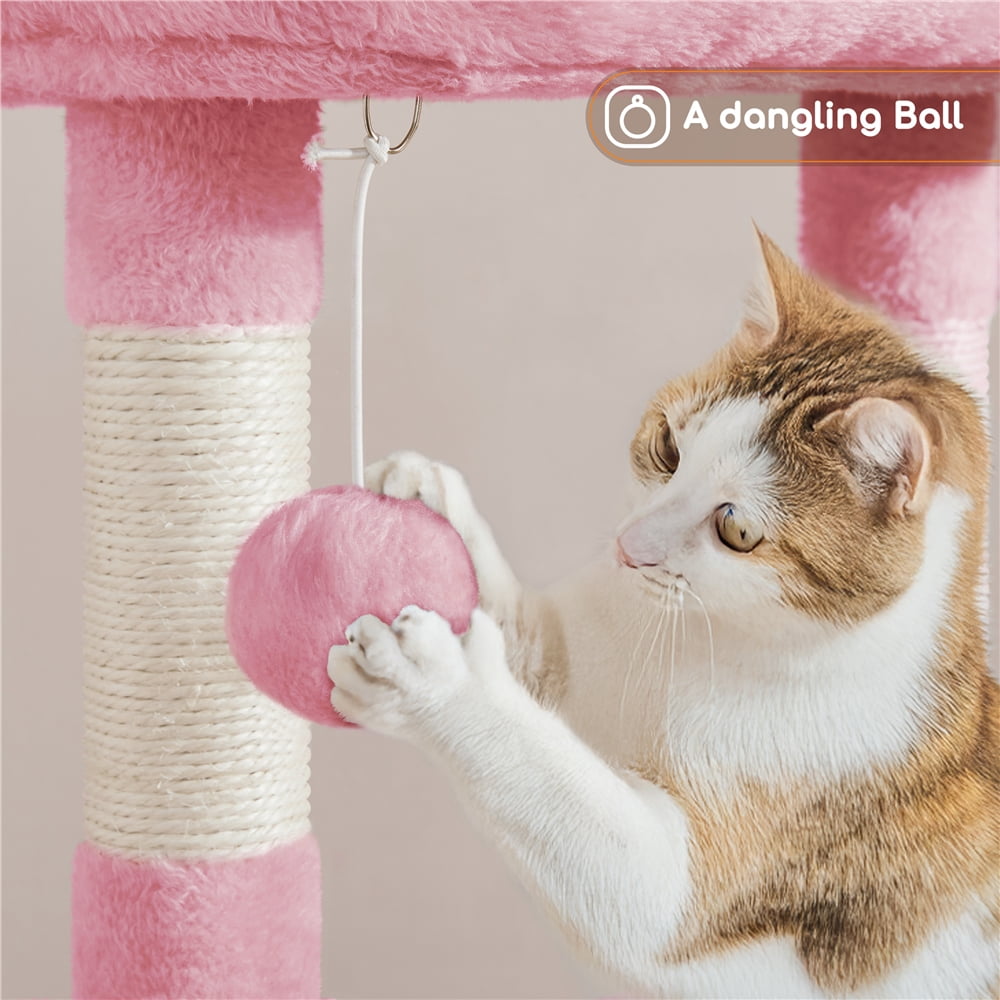Yaheetech 42inch Cat Tree with Condo Basket Perch Platform, Pink