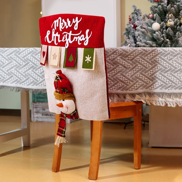Ganfancp Nuevas Decoraciones de Navidad Dibujos Animados de Navidad Estereoscópica Viejo Silla Cubierta Muñeco de Nieve Alces Silla Cubierta Ofertas Del Día Funda de Silla con Dibujos Navideños X1
