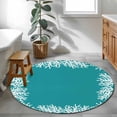 thumbnail image 3 of Round Rugs 4Ft, Aqua Coastal Coral Round Area Rug Washable Indoor Throw Carpet, White Ocean Marine Sea Nautical Beach Soft Non Slip Circle Rug for Kitchen Nursery Room Home Decor Aesthetic, 3 of 8