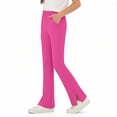 thumbnail image 6 of Girls Flare Leggings, Girl’s Side Split Elastic Waist Pull on Yoga Pants with Pockets , Pinky, 9-10 Years, 6 of 9