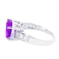thumbnail image 3 of Sterling Silver Trillion Natural Amethyst and White Topaz Solitaire Ring, 3 of 4