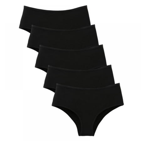 

Women s Solid Color Wrap Hip Panties Mid-rise Comfort Basic Breather Ultra-thin Intimates Briefs(5-Packs)