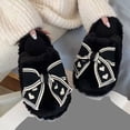 thumbnail image 4 of Cute Bow Fuzzy Slippers for Women, Womens Memory Foam Fluffy Warm Cozy Indoor House Shoes Black, 4 of 8
