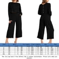 thumbnail image 2 of Traje De Pantalón Recortado Traje informal de 2 piezas para mujer, camisa de cintura alta, pantalones superiores, cuello redondo, atuendo diario Cgtredaw Negro S para Mujer, 2 of 6