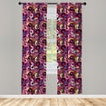 thumbnail image 4 of Ambesonne Geometric Window Curtains, Colorful Circles Strokes, Each 28" W x 84" L, Dark Magenta and Mustard, 4 of 4