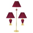 thumbnail image 1 of 3-Piece Ceramic Lamp Set, Floor and Table Lamps, Burgundy finish, 1 of 2