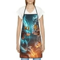 thumbnail image 3 of Yiaed Blue Dragon And White Tiger Print Kitchen Apron with Hand Wipe Pockets,Big Pocket,Aprons for Women with Pockets, Waterproof for Cooking Baking, 3 of 7
