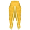 thumbnail image 3 of inhzoy Mens Satin Harem Pants Casual Elastic Waist Dhoti Pants Baggy Boho Hippie Wedding Party Kurta Yellow S, 3 of 5