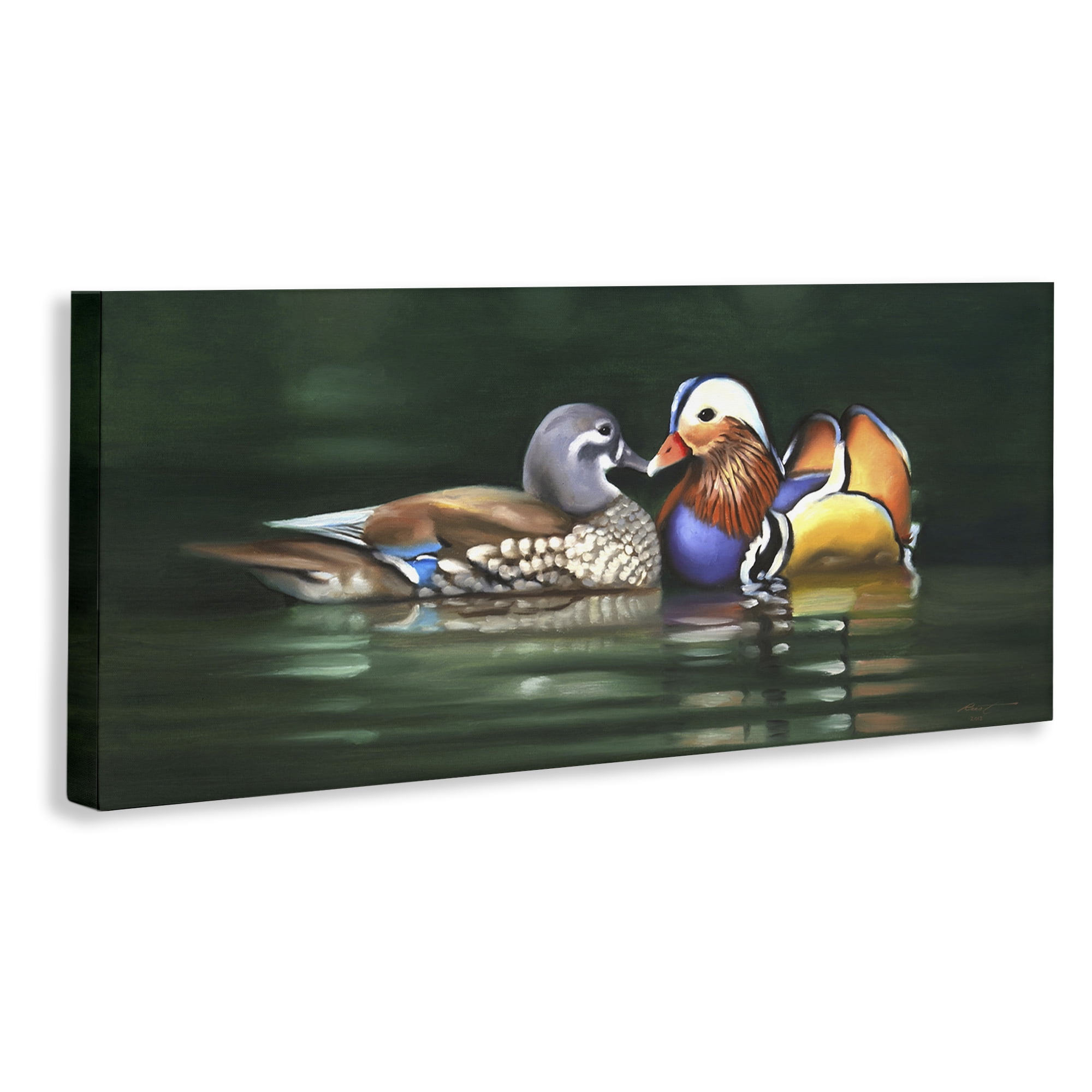 Stupell Industries Patterned Birds in Lake Animals & Insects Painting Gallery Wrapped Canvas Art Print Wall Art, 48 x 20