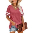 thumbnail image 6 of KISSMODA Women Casual V Neck Short Sleeve T Shirt Ladies Summer Casual Top Tee Blouse, 6 of 7