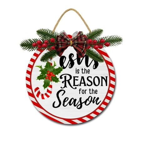 Jesus Is The Reason For The Season Sign Front for Door Decoration 11 in Round Wood Wreaths Wall Hanging Outdoor Farmhouse Porch for Spring Summer Fall All Seasons Holiday Christmas Jesus Is The Reason For The Season Sign Front for Door Decoration 11 in Round Wood Wreaths Wall Hanging Outdoor Farmhouse Porch for Spring Summer Fall All Seasons Holiday Christmas