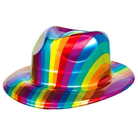 Fedora Hat Costume Party Headwear, Plastic, Rainbow, 4