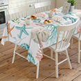 thumbnail image 4 of Teal Red Seahorse Coastal Rectangle Tablecloth, Nautical Beach Coral Starfish Waterproof & StainResistant Tablecloth, Washable Oil-proof Table Cover for Dining/Party/Wedding/Camping/Buffet 54x108 In, 4 of 9