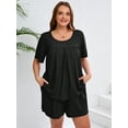 thumbnail image 3 of SHOWMALL Women's Plus Pajama Set 2 Piece Loungewear Short Sleeve Tops and Shorts Black 4X Soft Sleepwear with Pockets, 3 of 6