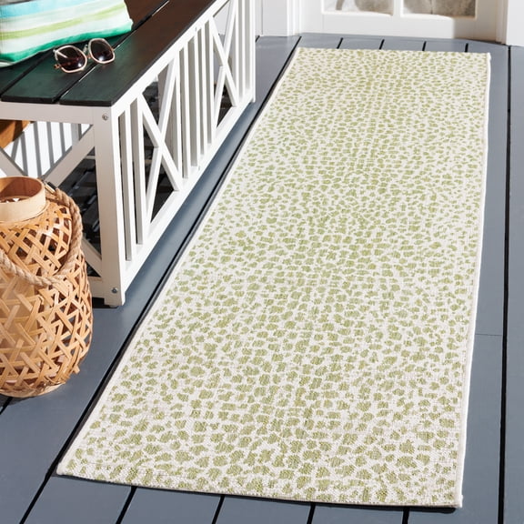 Safavieh Courtyard Karina Animal Indoor/Outdoor Runner Rug, Ivory/Sage Green, 2'3" x 8'
